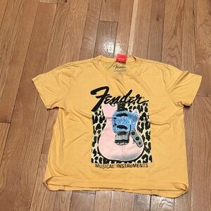 Fender Mustard Graphic Tee with Guitar Design